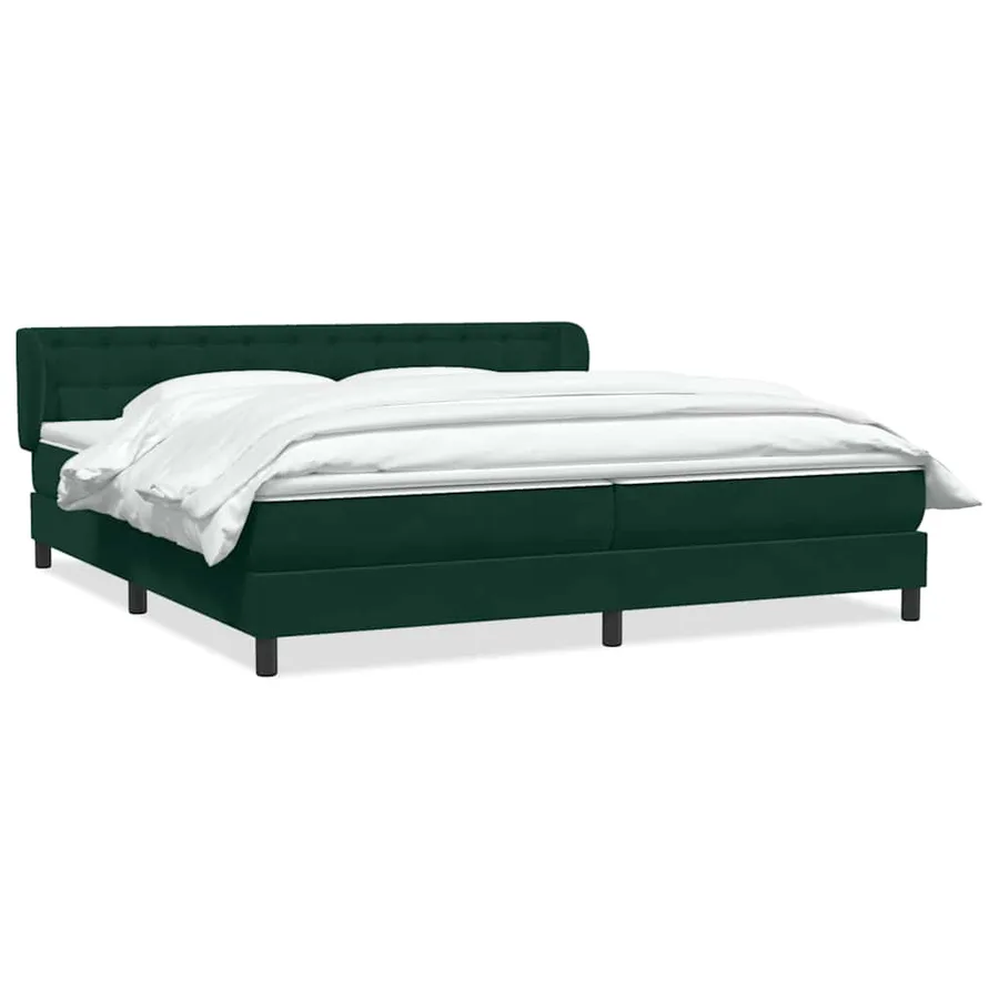 Sommier à lattes de lit et matelas vert foncé 180x210cm velours - 2