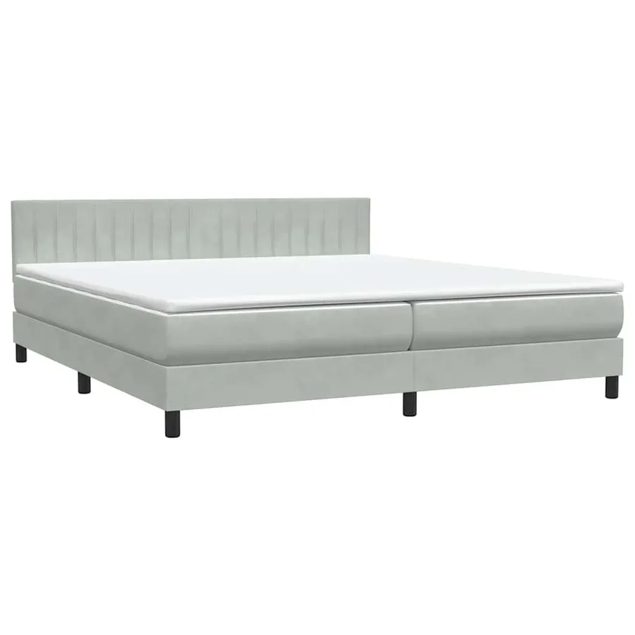 Sommier à lattes de lit et matelas gris clair 180x210cm velours - 2