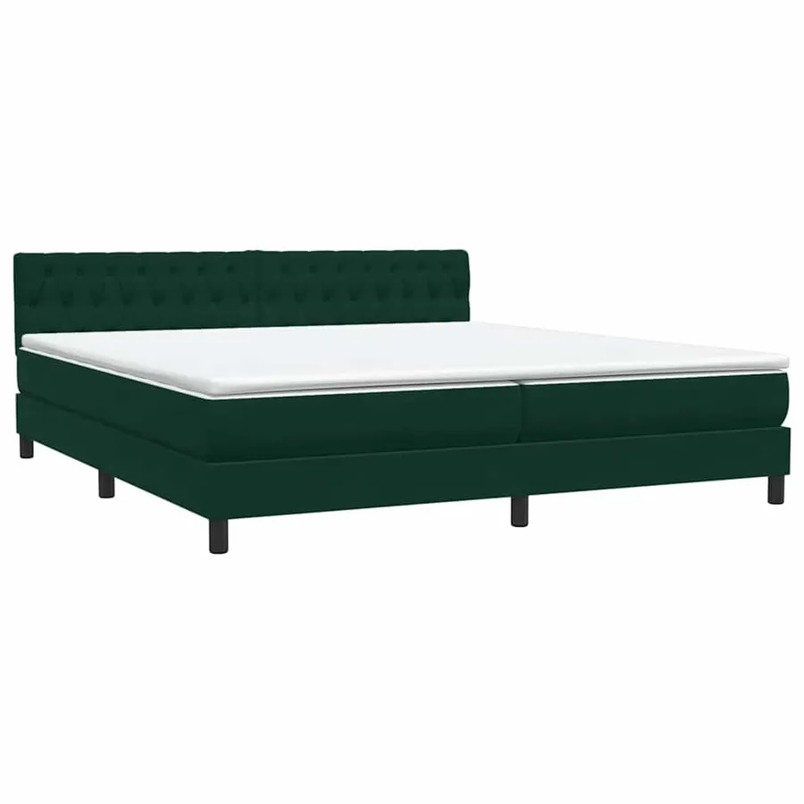 Sommier à lattes de lit et matelas et LED vert foncé 180x210cm velours - 5