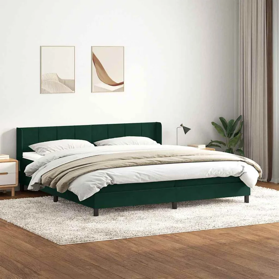 Sommier à lattes de lit et matelas vert foncé 180x210cm velours