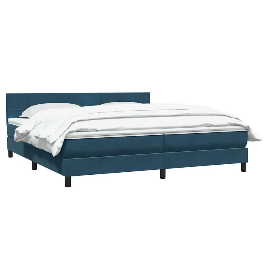 Sommier à lattes de lit et matelas bleu foncé 180x210cm velours - 3