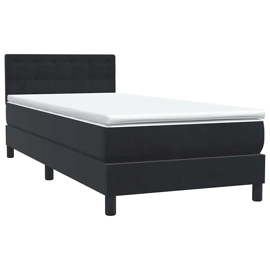 Sommier à lattes de lit avec matelas noir 90x210 cm velours - 4