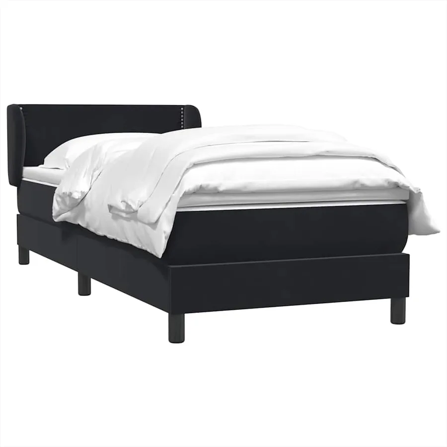 Sommier à lattes de lit avec matelas noir 90x210 cm velours - 3