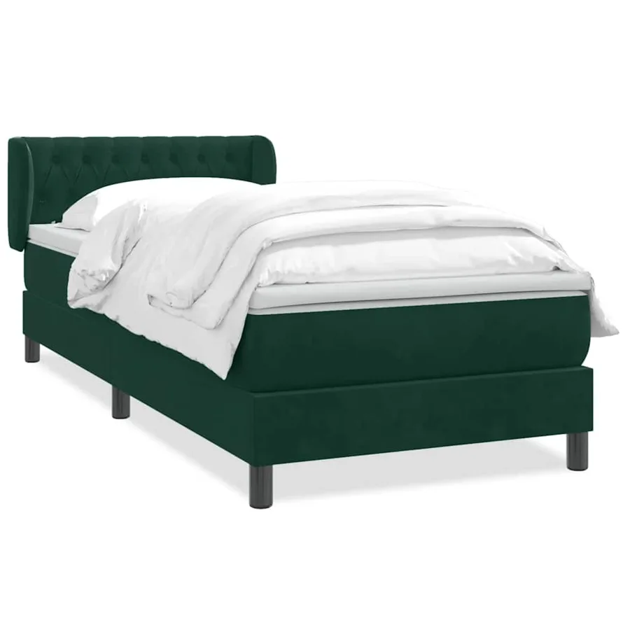 Sommier à lattes de lit et matelas vert foncé 90x220 cm velours - 2