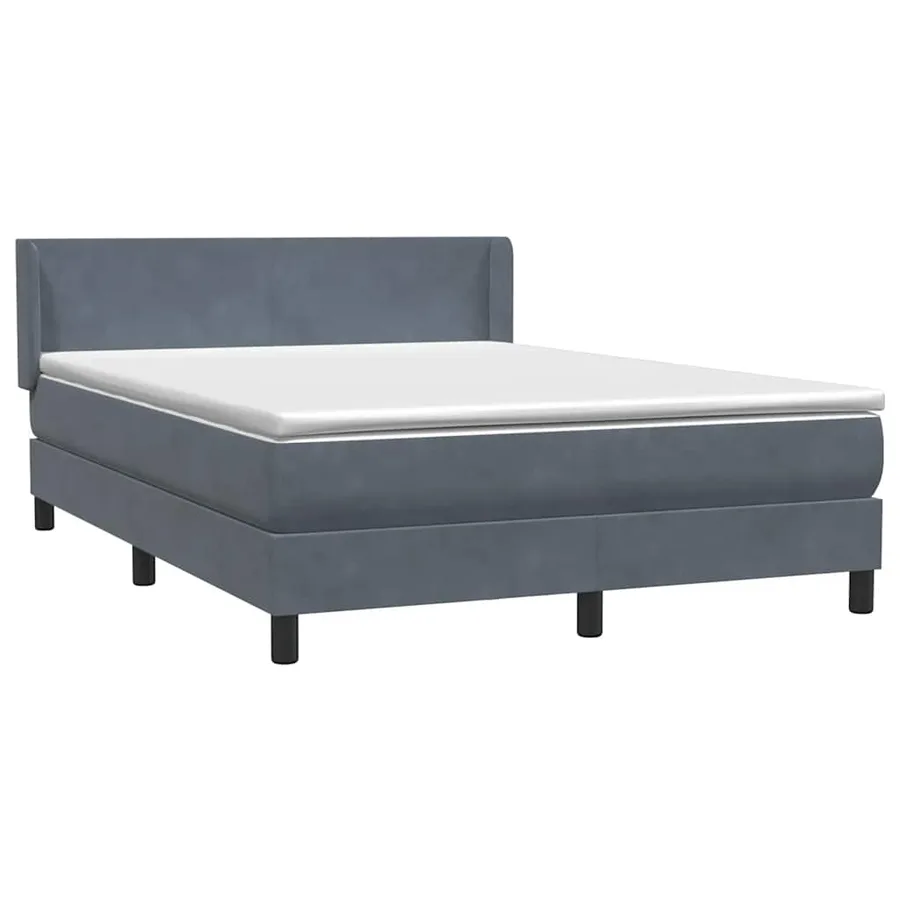 Sommier à lattes de lit et matelas gris foncé 140x210cm velours - 4