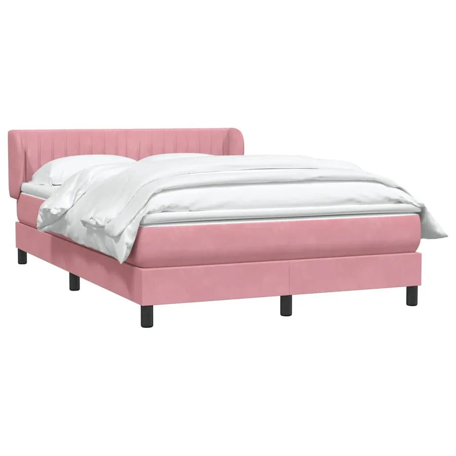 Sommier à lattes de lit avec matelas rose 140x210 cm velours - 3