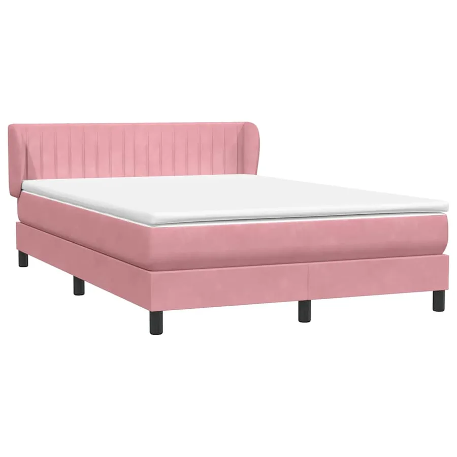 Sommier à lattes de lit avec matelas rose 140x210 cm velours - 4