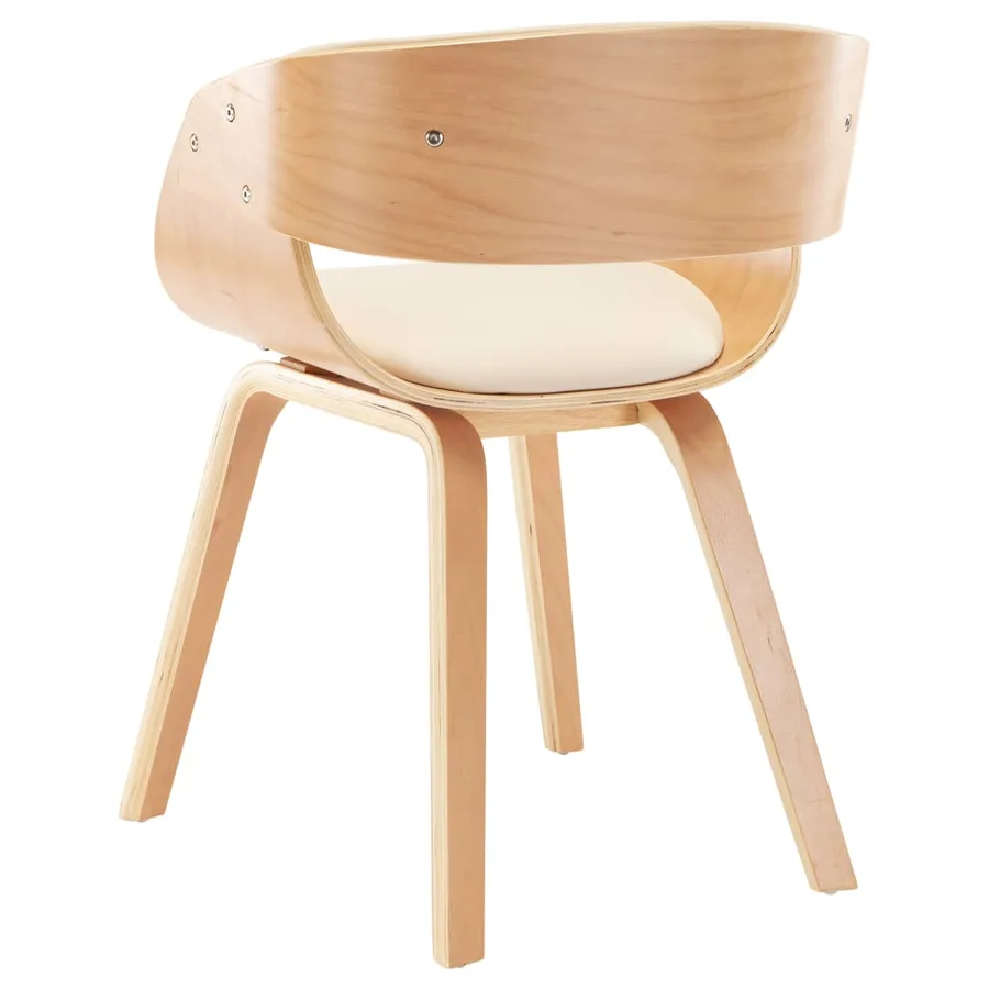 Chaise à manger Crème Bois courbé et similicuir - 5