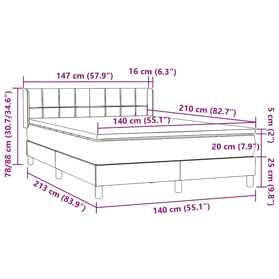 Sommier à lattes de lit et matelas gris clair 140x210cm velours - 12