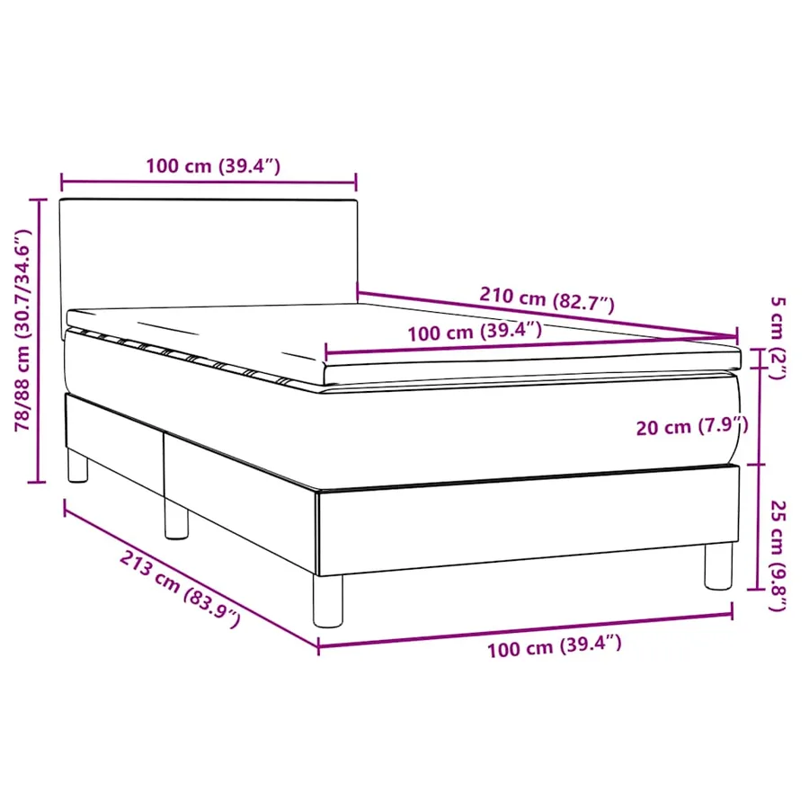 Sommier à lattes de lit et matelas gris clair 100x210cm velours - 12