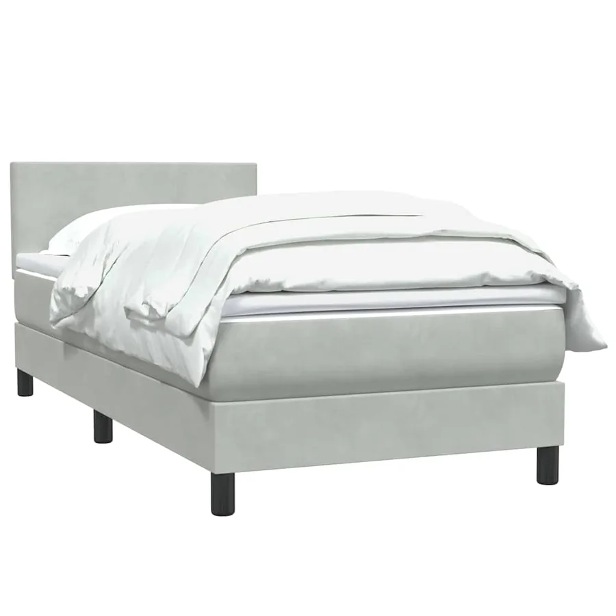 Sommier à lattes de lit et matelas gris clair 100x210cm velours - 3