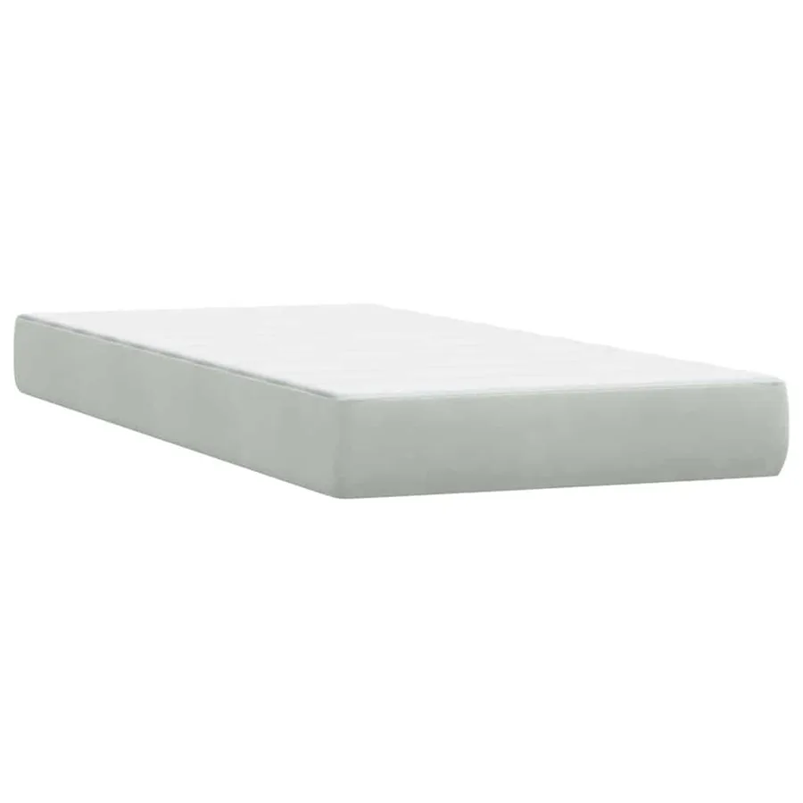 Sommier à lattes de lit et matelas gris clair 100x210cm velours - 7