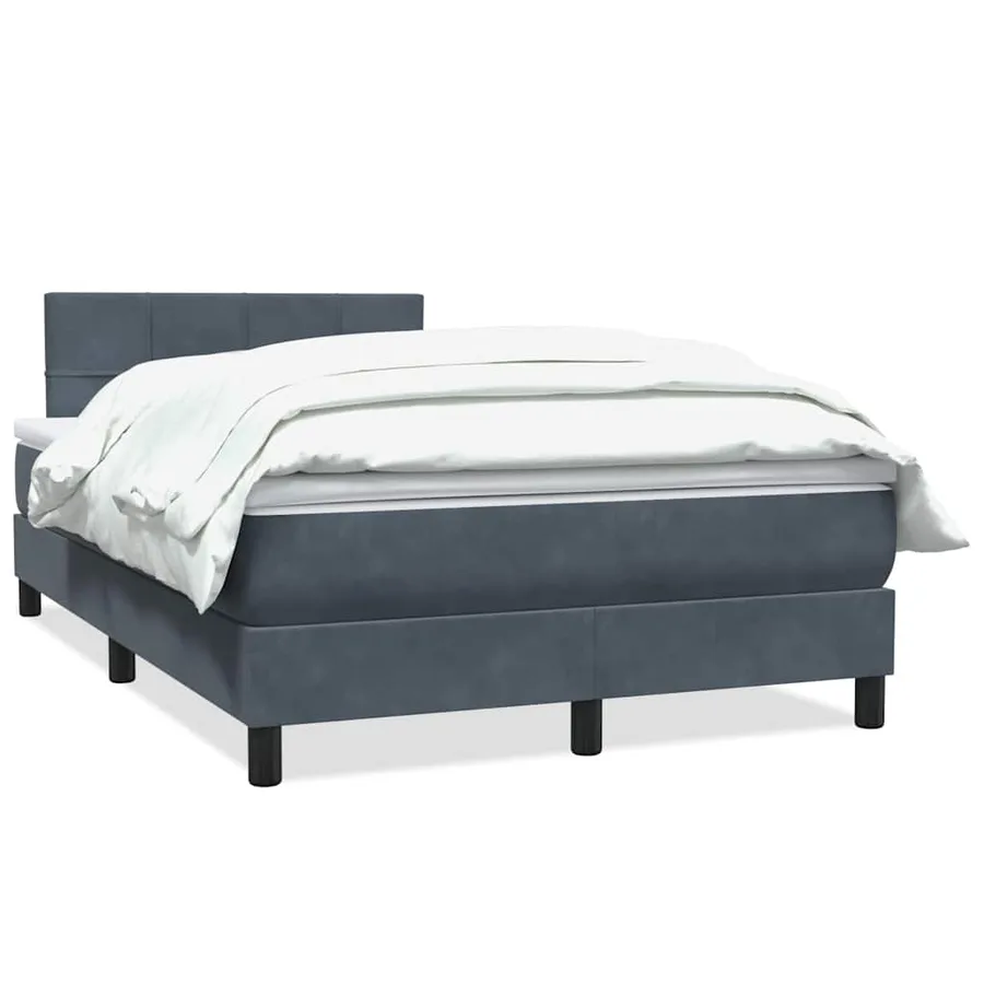 Sommier à lattes de lit et matelas gris foncé 120x210cm velours - 2