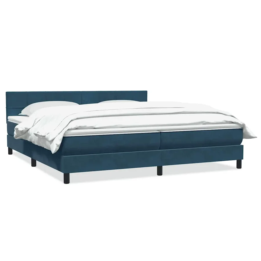 Sommier à lattes de lit et matelas bleu foncé 200x210cm velours - 2