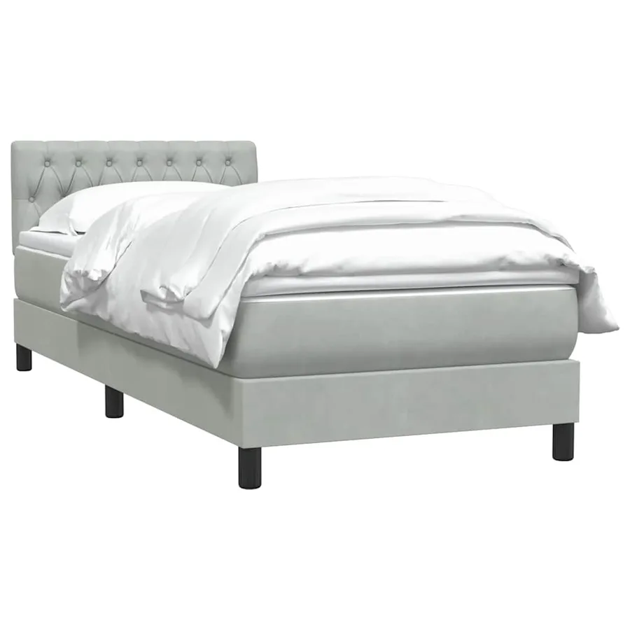 Sommier à lattes de lit et matelas gris clair 100x210cm velours - 3