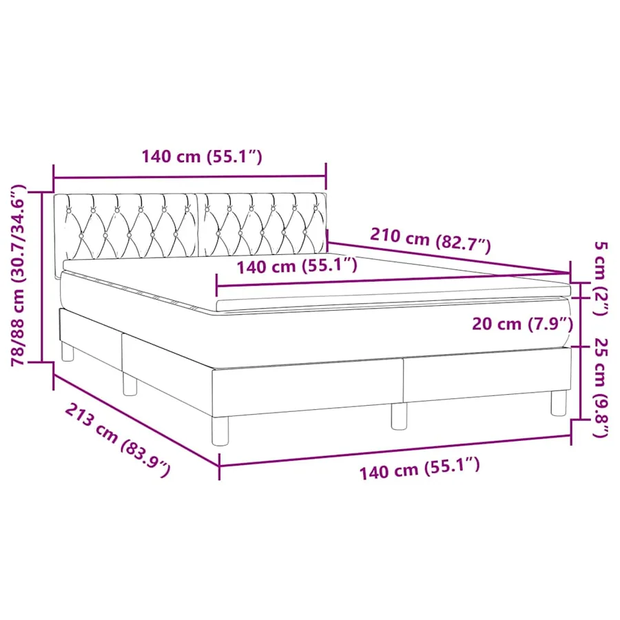 Sommier à lattes de lit avec matelas rose 140x210 cm velours - 12