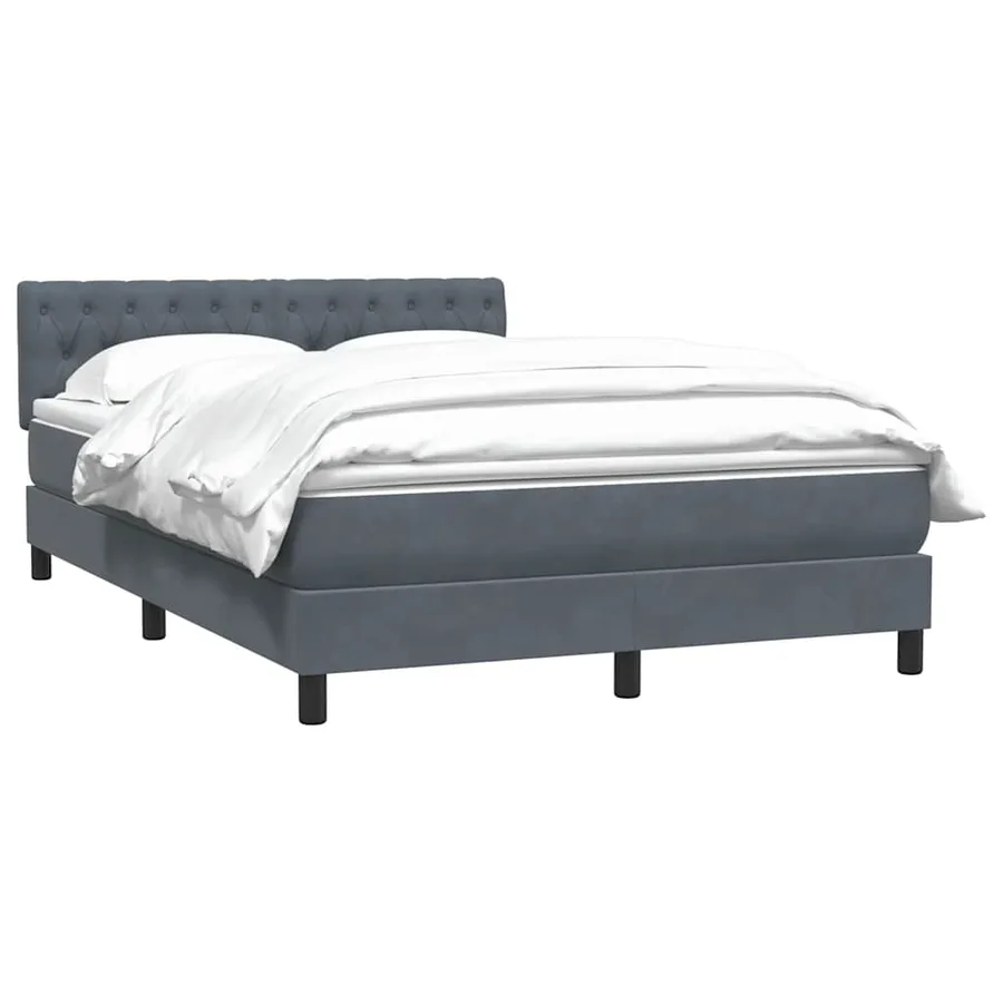 Sommier à lattes de lit et matelas gris foncé 140x210cm velours - 3