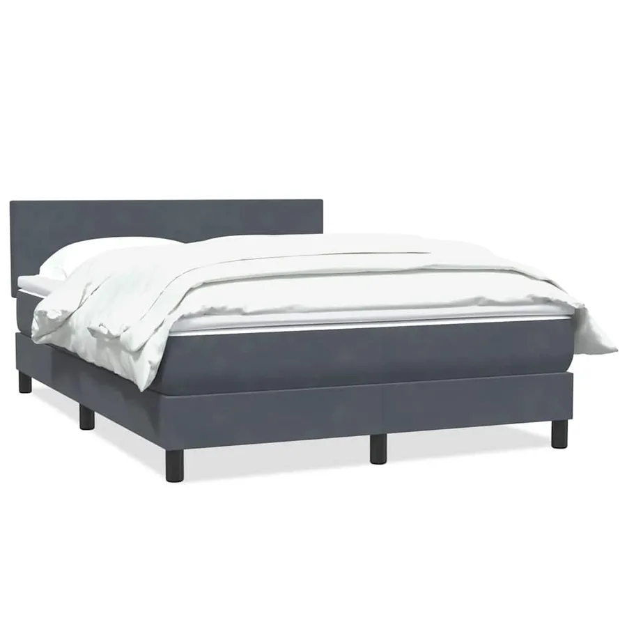 Sommier à lattes de lit et matelas gris foncé 140x210cm velours - 2