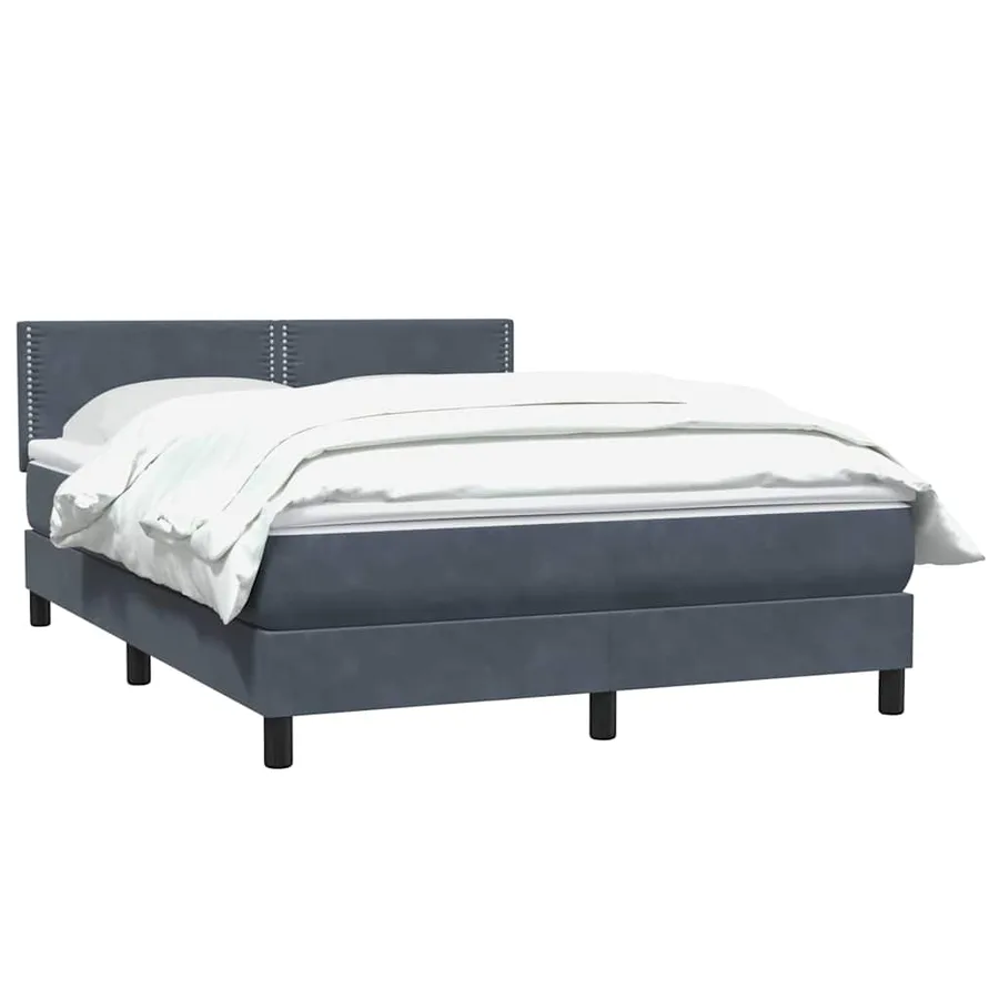 Sommier à lattes de lit et matelas gris foncé 140x210cm velours - 3