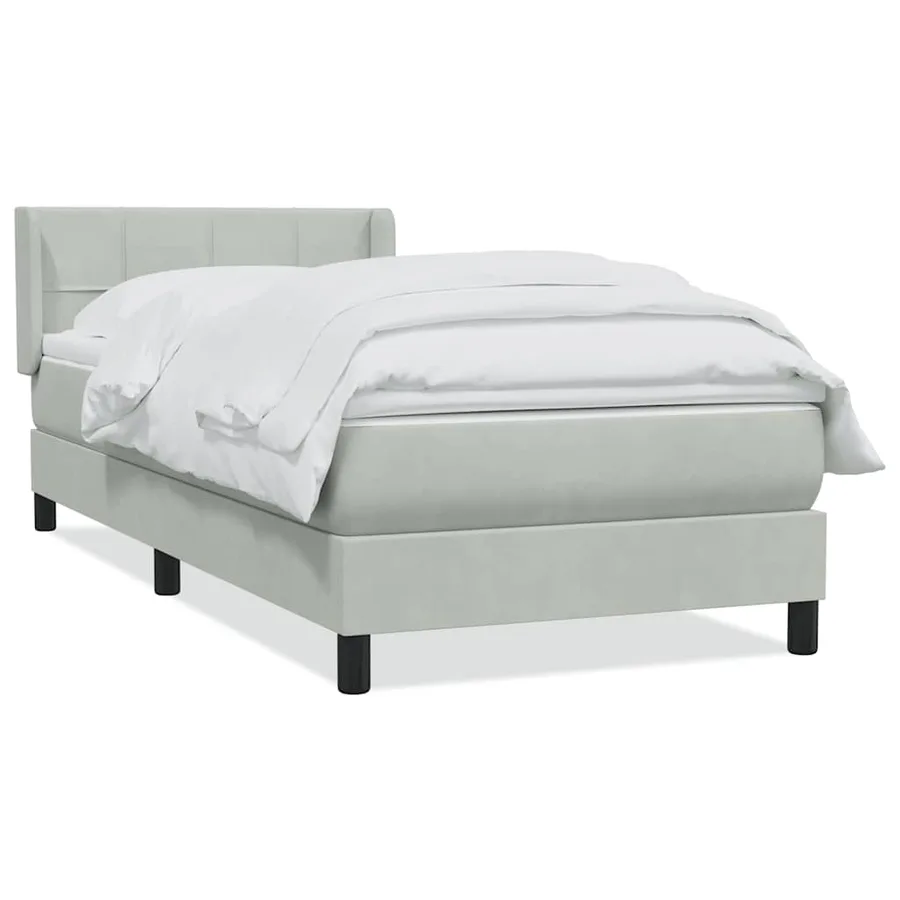 Sommier à lattes de lit et matelas gris clair 100x210cm velours - 2