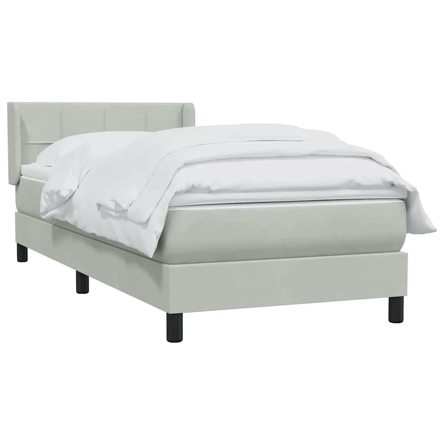 Sommier à lattes de lit et matelas gris clair 100x210cm velours - 3