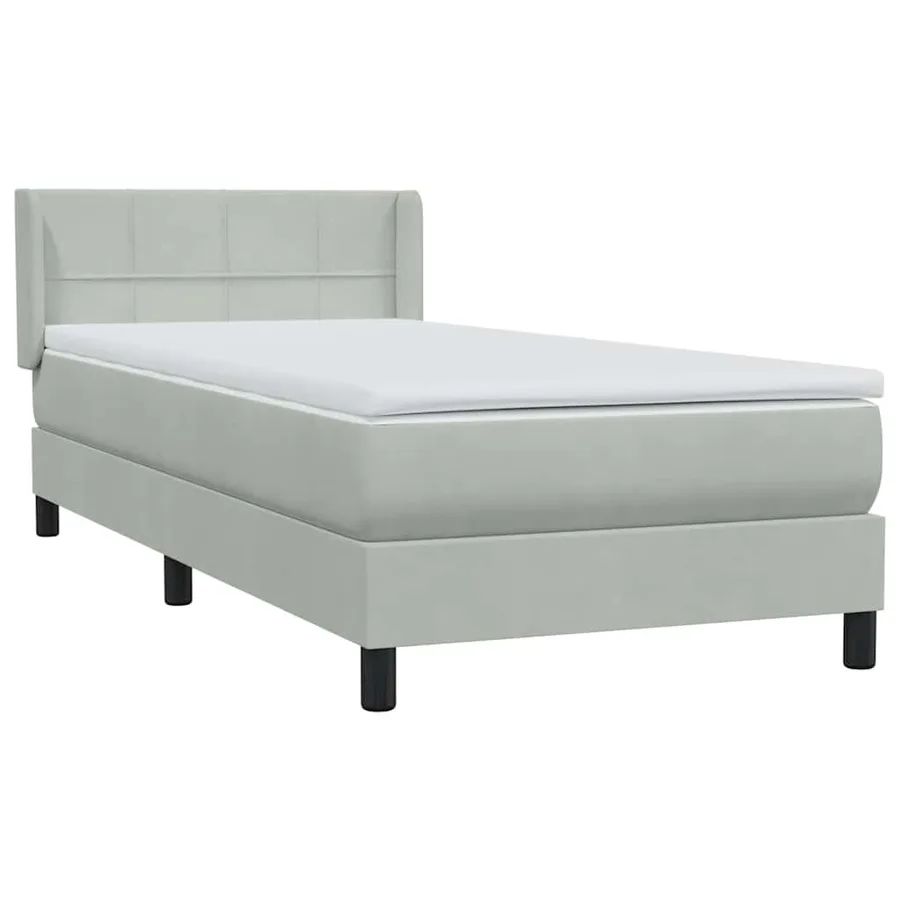 Sommier à lattes de lit et matelas gris clair 100x210cm velours - 4