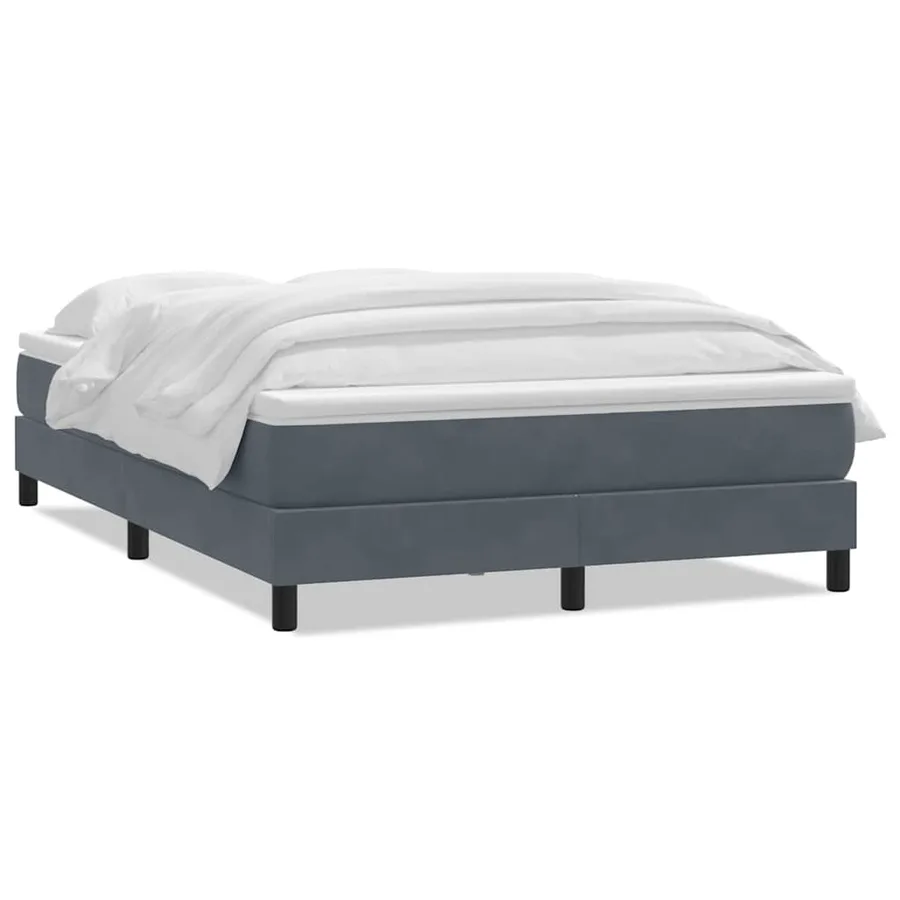 Sommier à lattes de lit et matelas gris foncé 140x210cm velours - 2