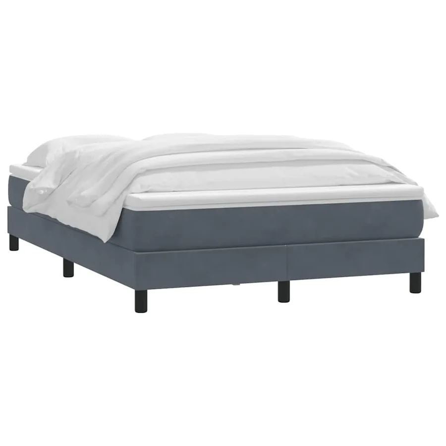 Sommier à lattes de lit et matelas gris foncé 140x210cm velours - 3