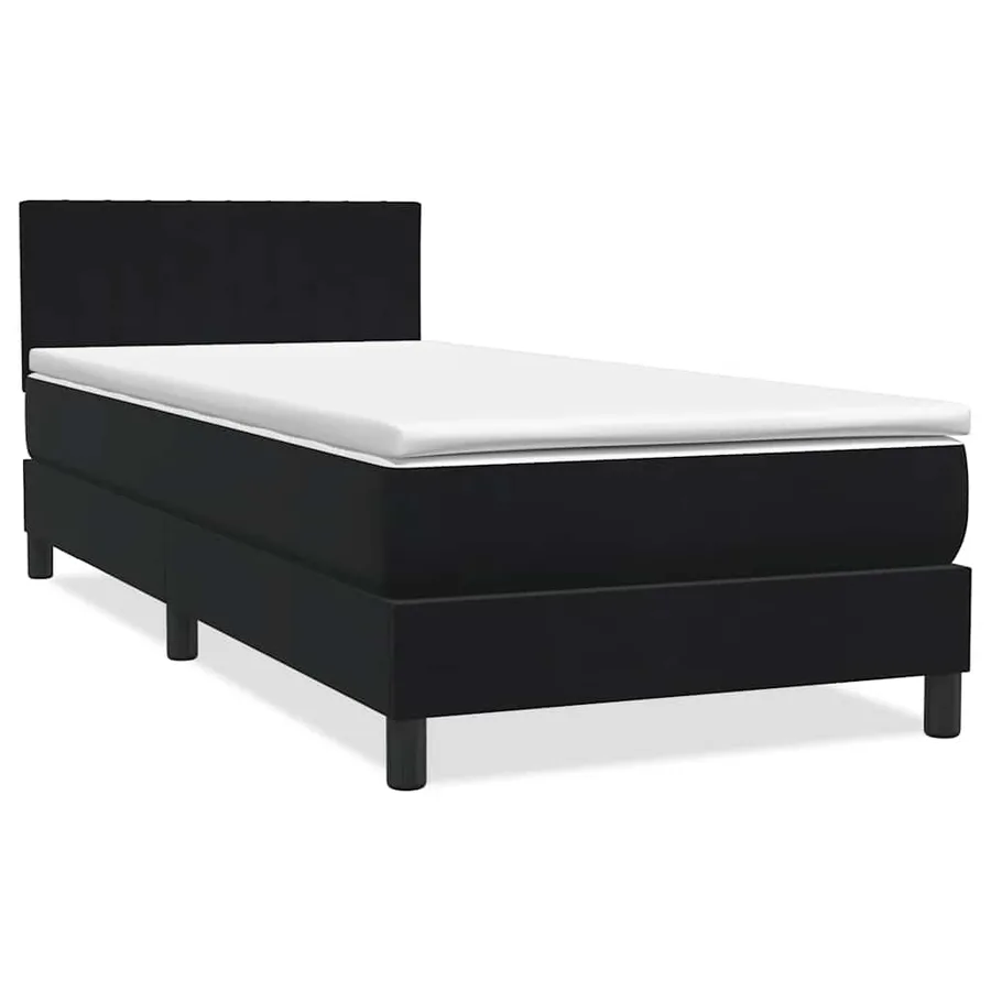 Sommier à lattes de lit avec matelas et LED noir 90x210 cm velours - 3