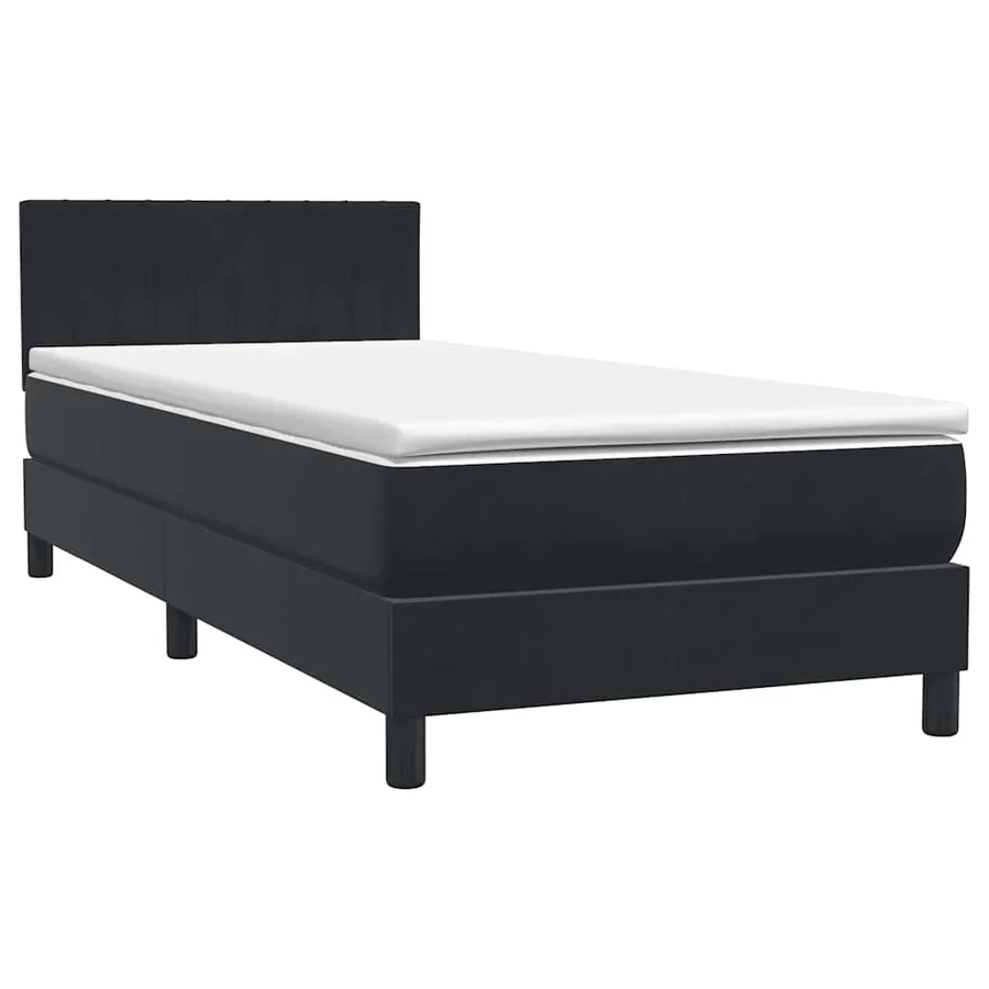 Sommier à lattes de lit avec matelas et LED noir 90x210 cm velours - 5