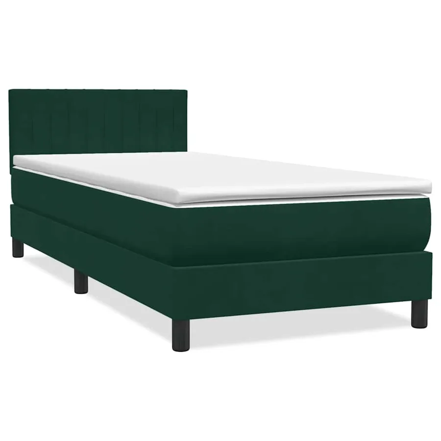Sommier à lattes de lit et matelas et LED vert foncé 90x220 cm velours - 3