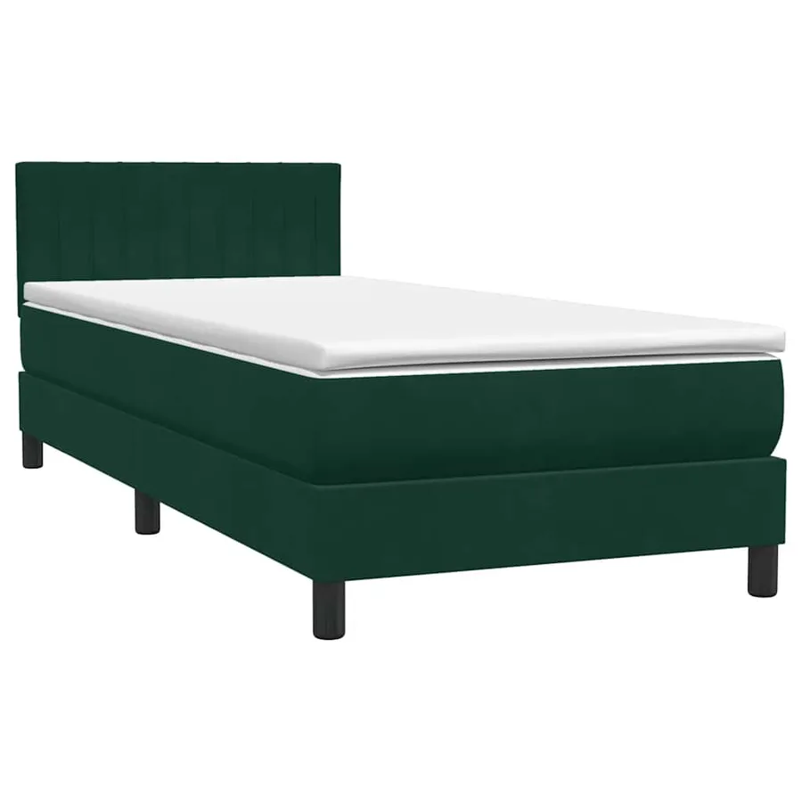 Sommier à lattes de lit et matelas et LED vert foncé 90x220 cm velours - 5