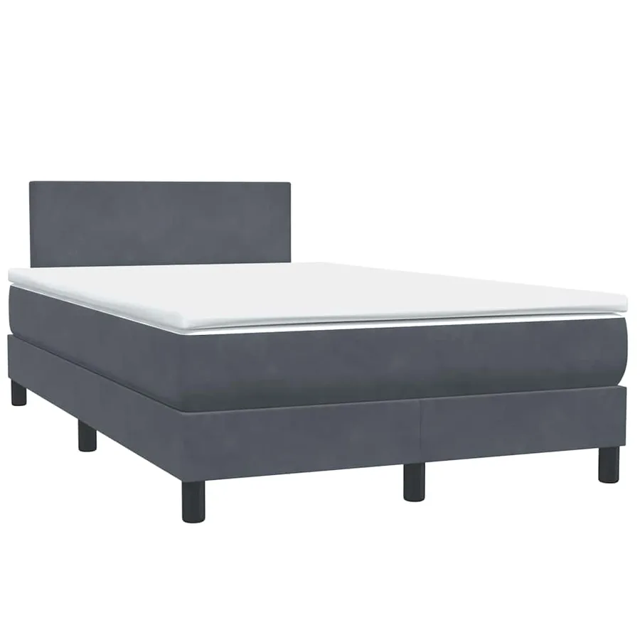 Sommier à lattes de lit et matelas et LED gris foncé 120x210cm velours - 5