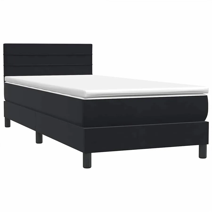 Sommier à lattes de lit avec matelas et LED noir 90x210 cm velours - 5
