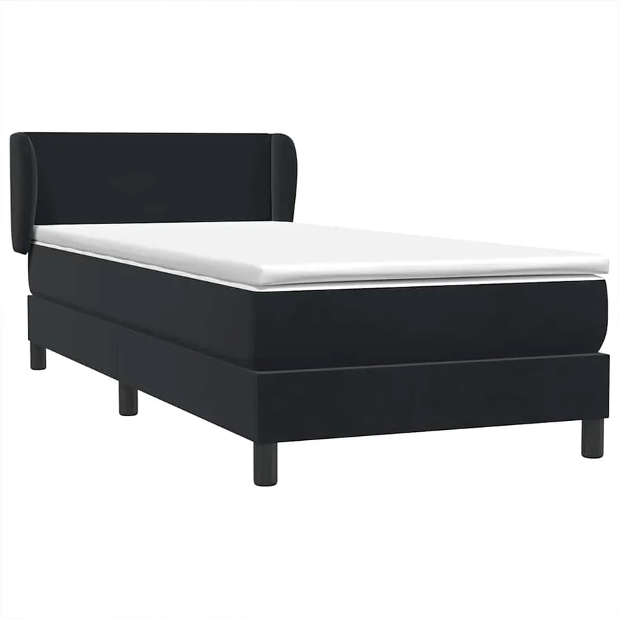Sommier à lattes de lit avec matelas noir 90x210 cm velours - 2