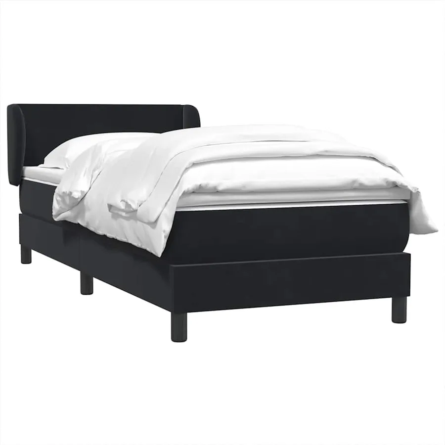 Sommier à lattes de lit avec matelas noir 90x210 cm velours - 4