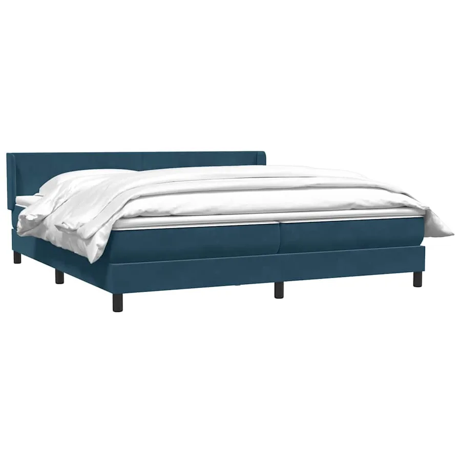 Sommier à lattes de lit et matelas bleu foncé 180x210cm velours - 3