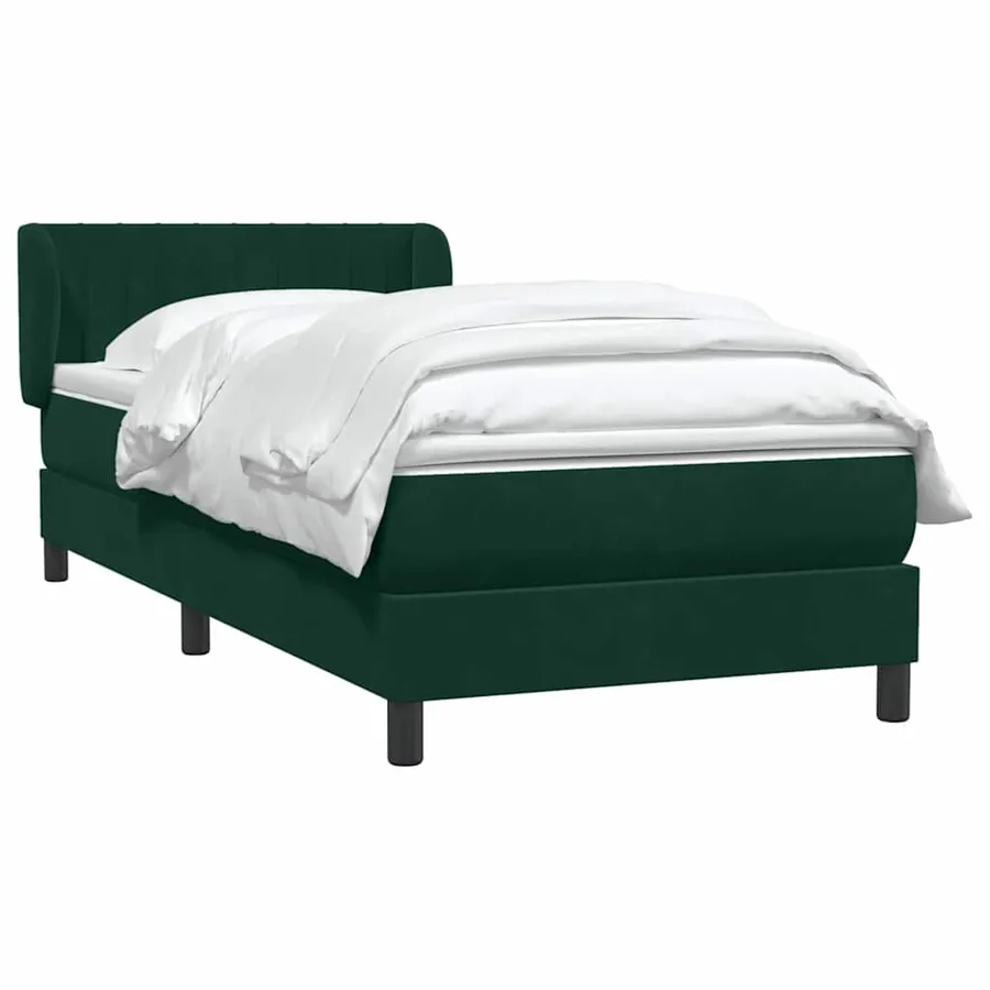 Sommier à lattes de lit et matelas vert foncé 90x220 cm velours - 3