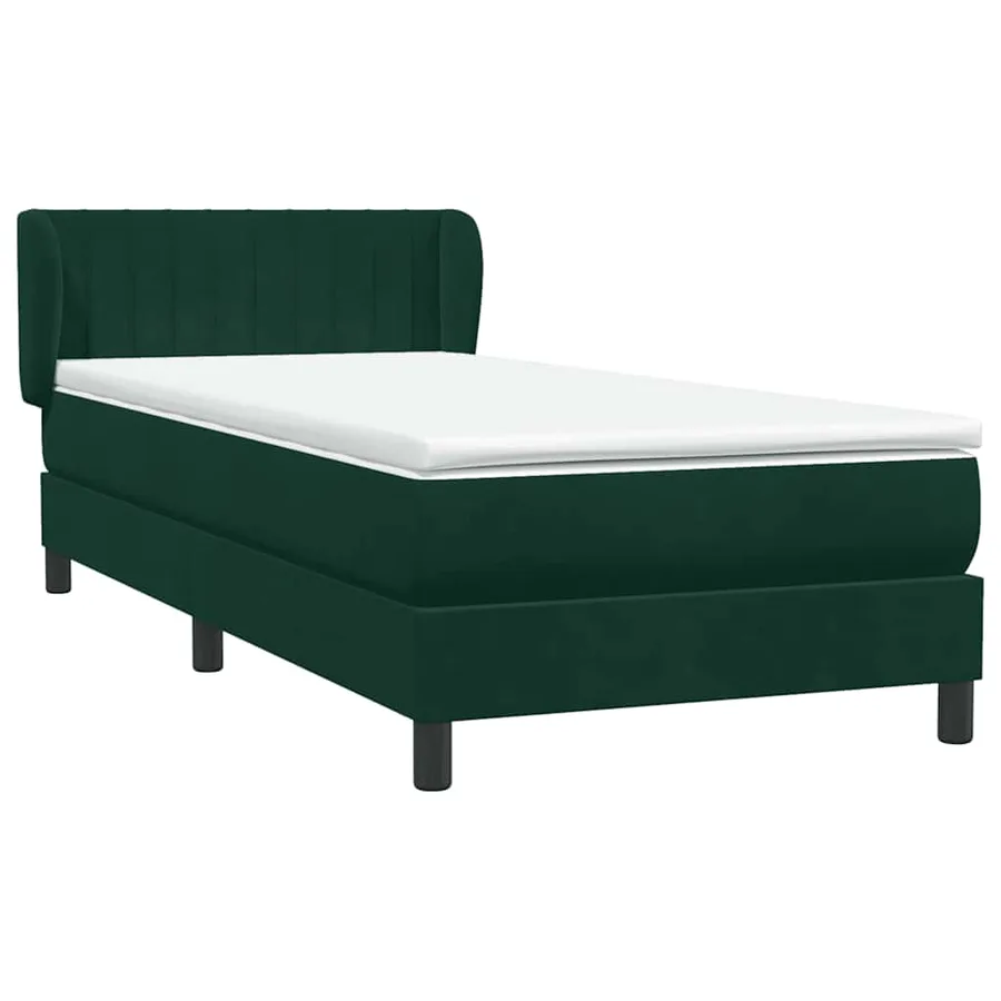 Sommier à lattes de lit et matelas vert foncé 90x220 cm velours - 4