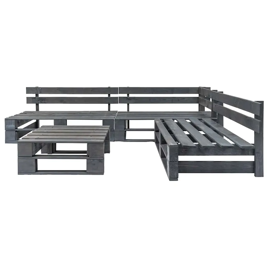 Salon de jardin palette 4 pcs Bois Gris - 2