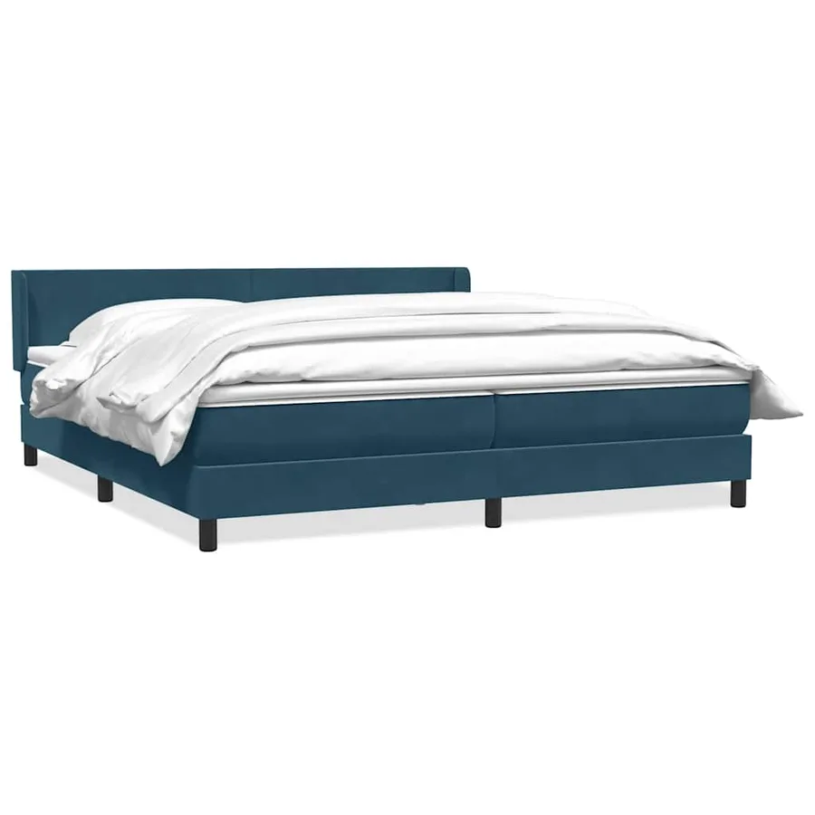 Sommier à lattes de lit et matelas bleu foncé 200x210cm velours - 2