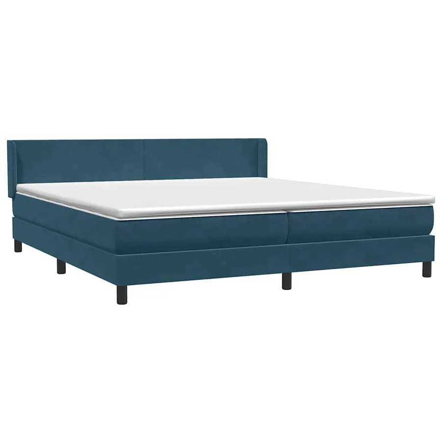 Sommier à lattes de lit et matelas bleu foncé 200x210cm velours - 4