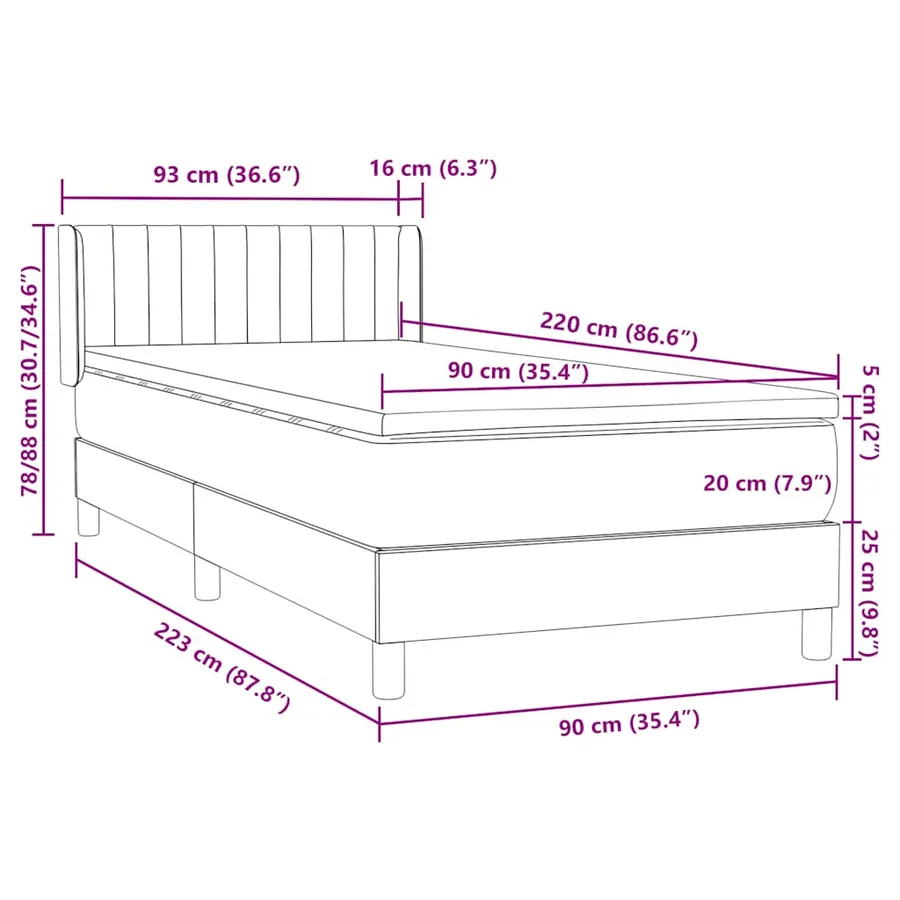 Sommier à lattes de lit et matelas vert foncé 90x220 cm velours - 12