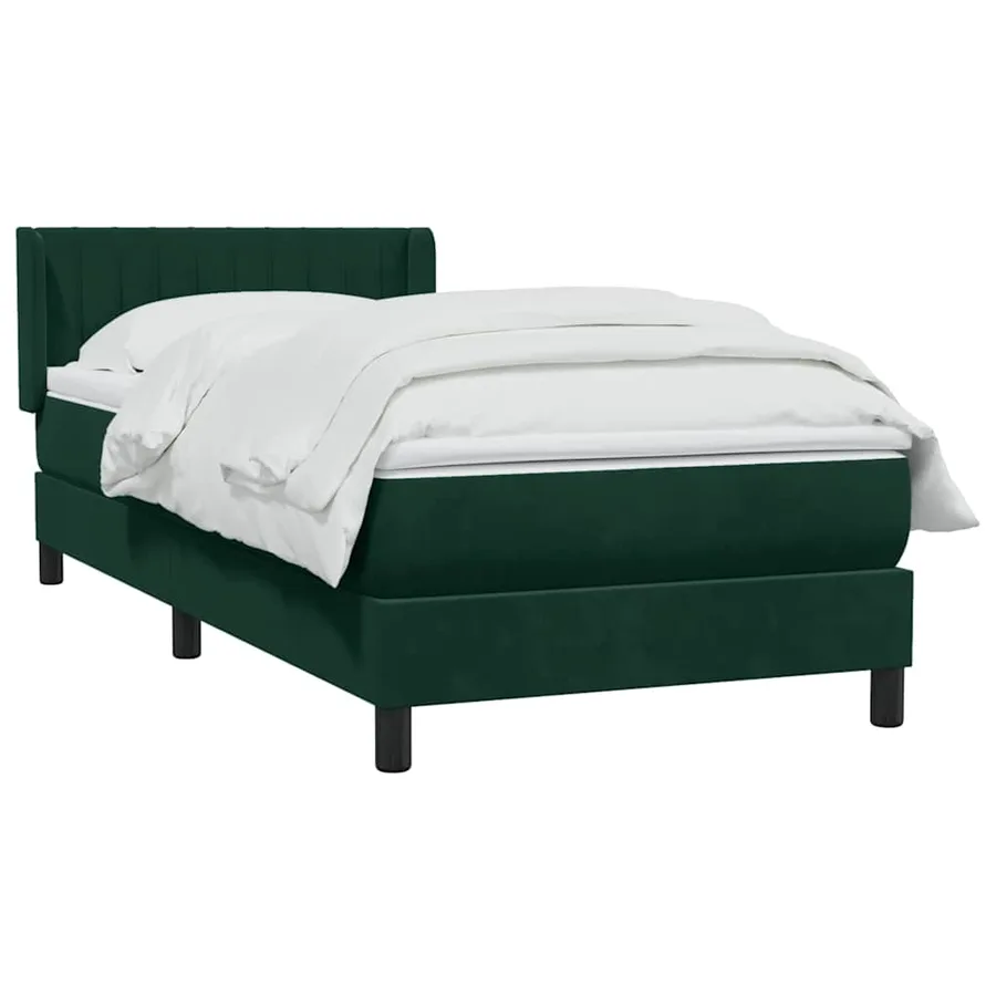 Sommier à lattes de lit et matelas vert foncé 90x220 cm velours - 4