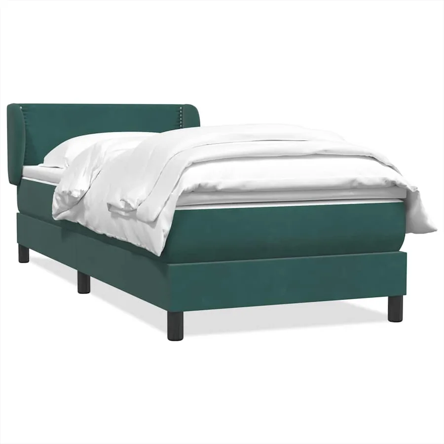Sommier à lattes de lit et matelas vert foncé 100x210cm velours - 2