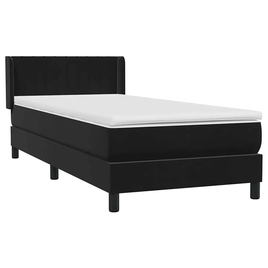 Sommier à lattes de lit avec matelas noir 90x210 cm velours - 4