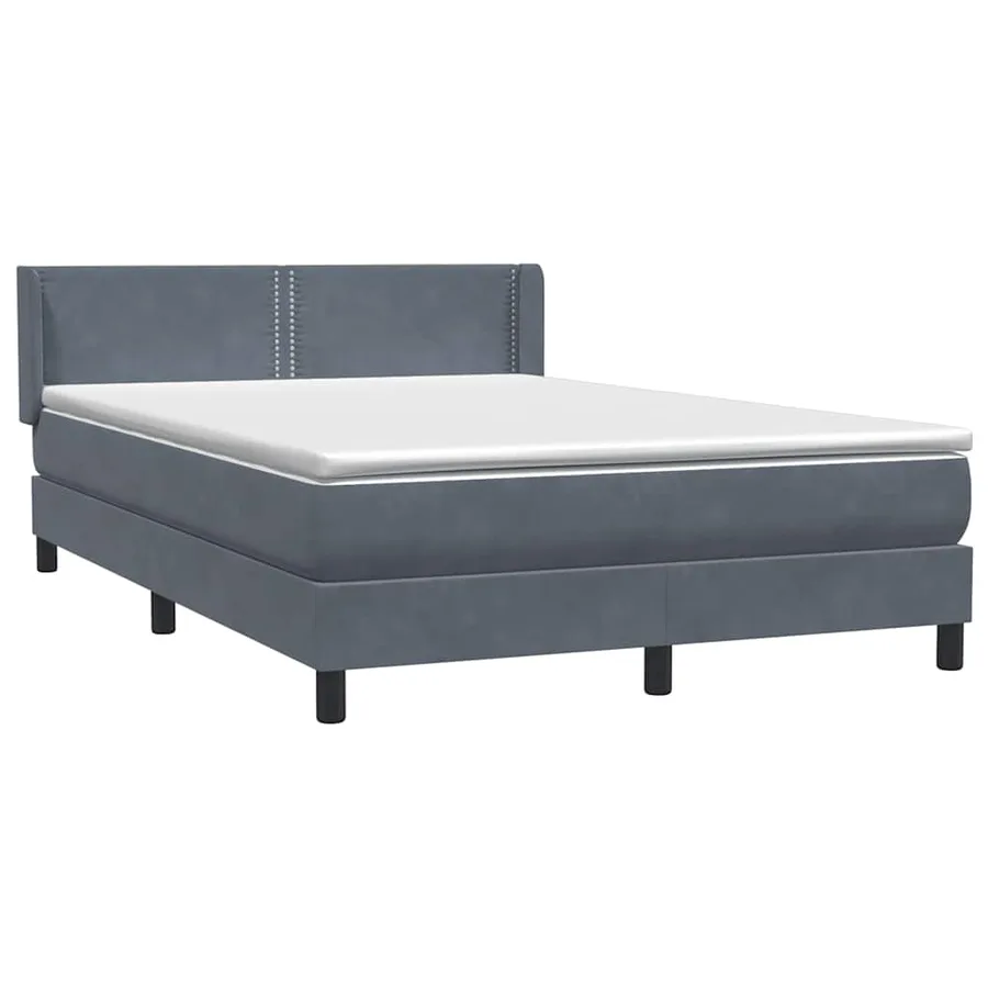 Sommier à lattes de lit et matelas gris foncé 140x210cm velours - 4