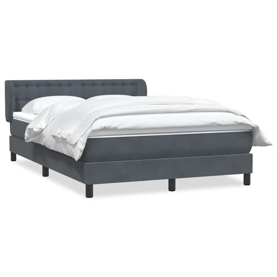 Sommier à lattes de lit et matelas gris foncé 140x210cm velours - 2