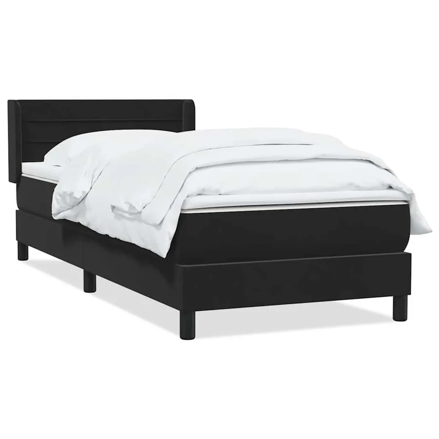 Sommier à lattes de lit avec matelas noir 90x210 cm velours - 2