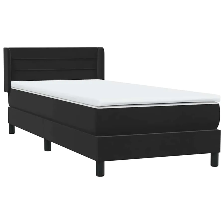 Sommier à lattes de lit avec matelas noir 90x210 cm velours - 4